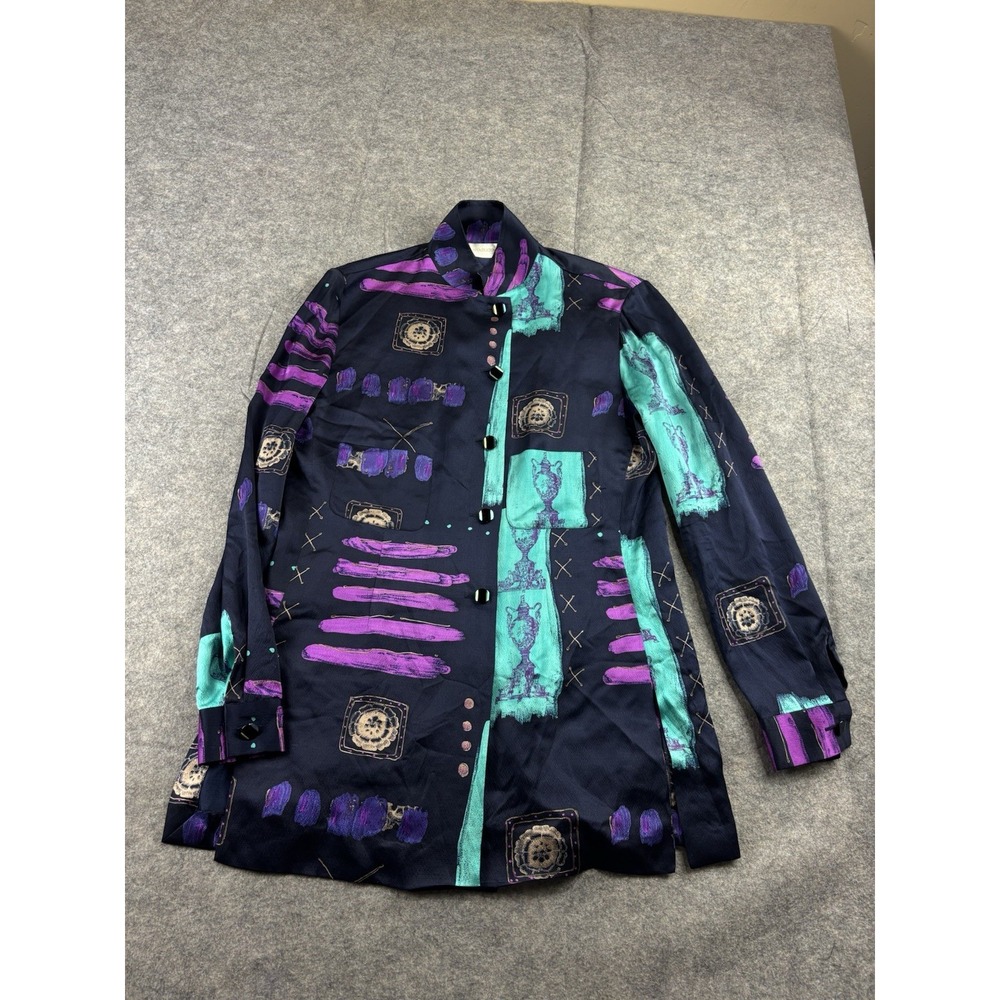 Dana Bushman Women's 4 Silk Blouse Tunic Art to Wear Button-Up Artsy Eclectic